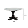 Dining Table with Marble Top and Pedestal Base, White and Brown