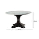 Dining Table with Marble Top and Pedestal Base, White and Brown