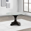 Dining Table with Marble Top and Pedestal Base, White and Brown