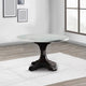 Dining Table with Marble Top and Pedestal Base, White and Brown