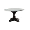 Dining Table with Marble Top and Pedestal Base, White and Brown