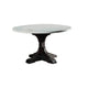 Dining Table with Marble Top and Pedestal Base, White and Brown