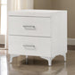 Nightstand with 2 Drawers and Bar Handle, White By Casagear Home