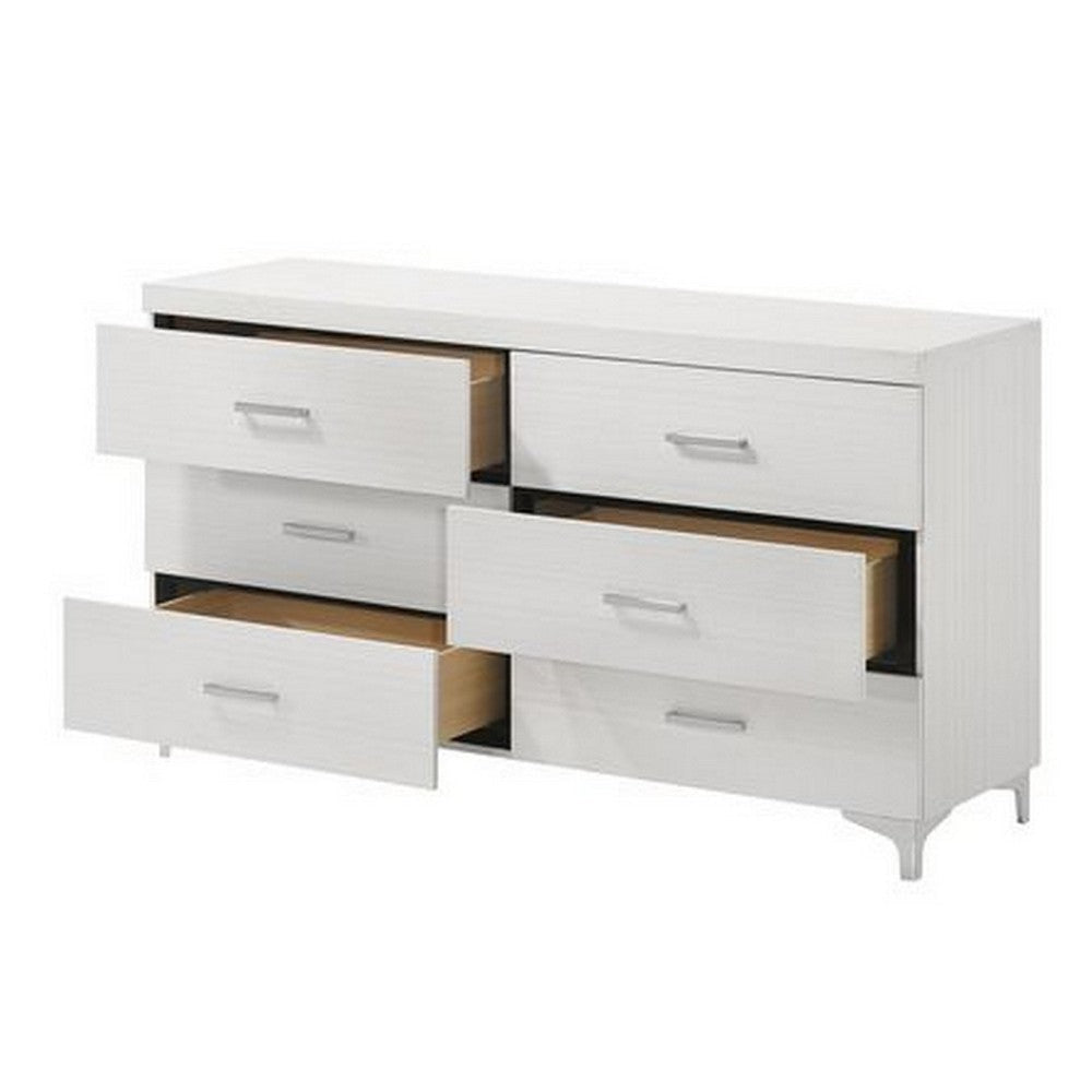 Dresser with 6 Drawers and Bar Handle White BM262110