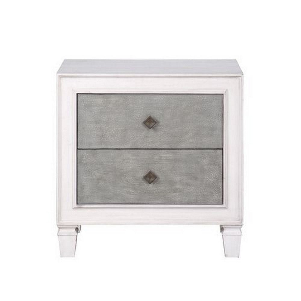 Nightstand with 2 Drawers and Diamond Handle Gray BM262113