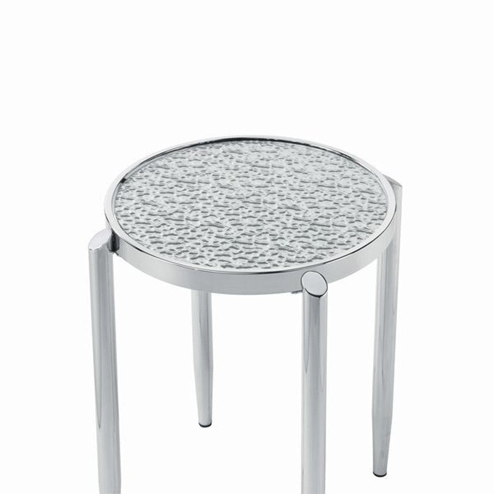 End Table with Tubular Rounded Legs and Frosted Glass Top Silver BM262117