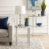 End Table with Tubular Rounded Legs and Frosted Glass Top, Silver