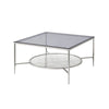 Coffee Table with Textured Round Shelf, Silver