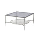 Coffee Table with Textured Round Shelf, Silver