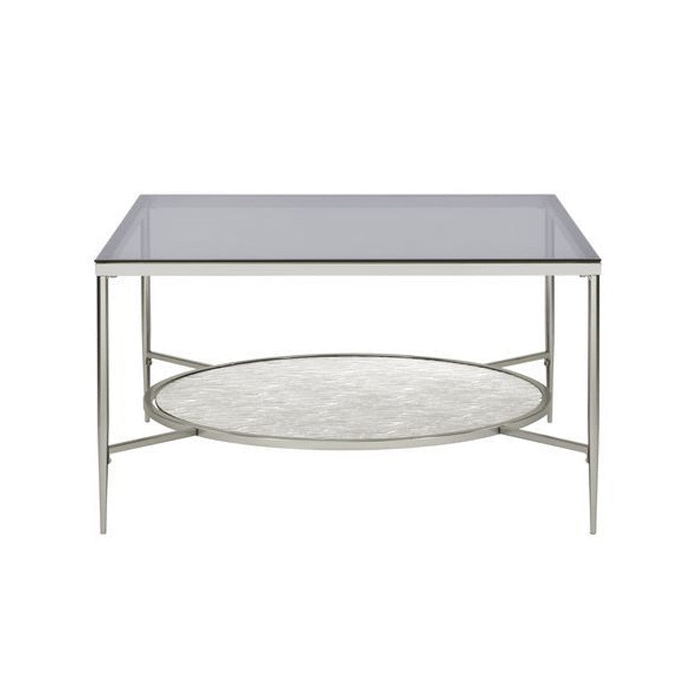 Coffee Table with Textured Round Shelf Silver BM262118