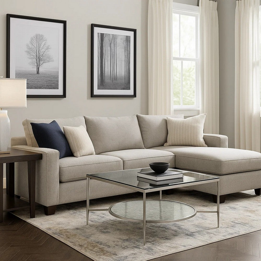 Coffee Table with Textured Round Shelf, Silver