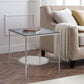End Table with Textured Round Shelf, Silver By Casagear Home