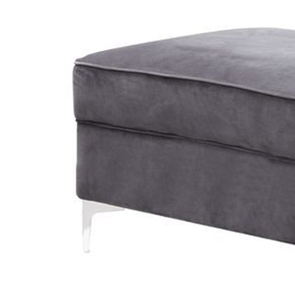 Ottoman with Cushioned Seat and Angled Metal Feet Gray By Casagear Home BM262121