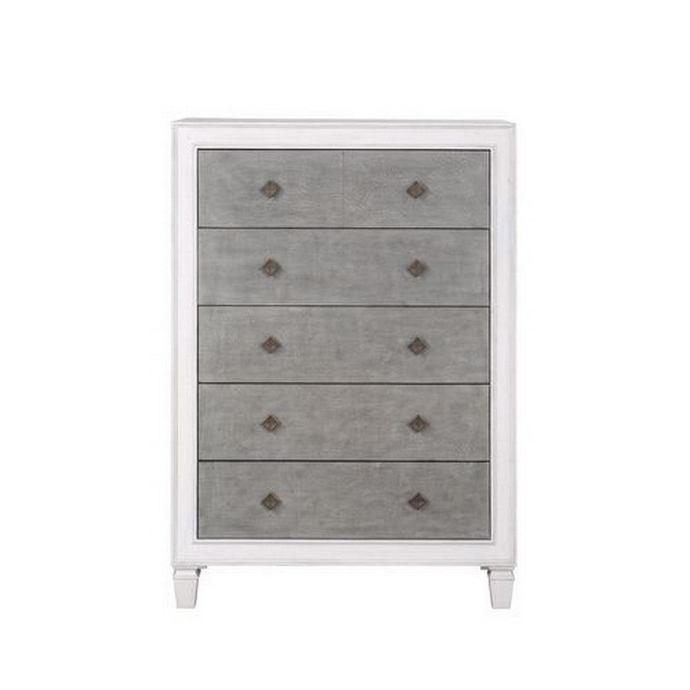 Chest with 5 Drawers and Diamond Pull Gray BM262122
