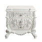 Nightstand with Ornate Floral Accent and 3 Drawers Antique White By Casagear Home BM262125