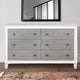 Dresser with 6 Drawers and Diamond Pulls, Gray