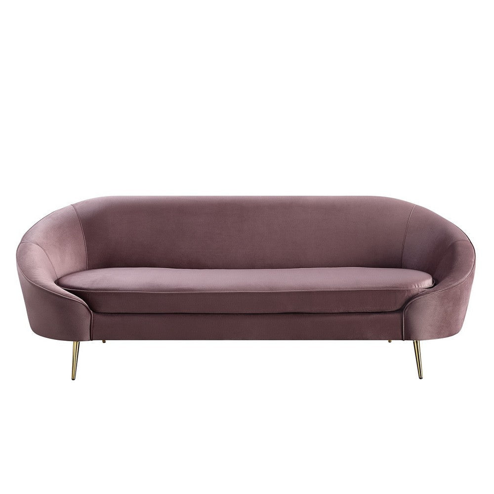 Sofa with Curved Silhouette and Sloped Arms Pink By Casagear Home BM262130