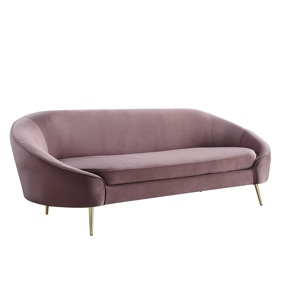 Sofa with Curved Silhouette and Sloped Arms, Pink By Casagear Home