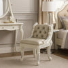 Vanity Stool with Nailhead Trim and Queen Anne Legs, White