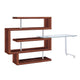 Writing Desk with 4 Swivel Etagere Shelf and Casters Walnut Brown