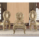 Armchair with Scrolled Crown Top Back and Ornate Motifs, Set of 2, Gold