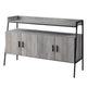 TV Stand with 2 Double Door Cabinet and Tubular Frame, Oak Gray