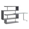 Writing Desk with 4 Swivel Etagere Shelf and Casters Gray