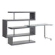 Writing Desk with 4 Swivel Etagere Shelf and Casters Gray
