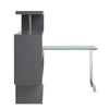 Writing Desk with 4 Swivel Etagere Shelf and Casters Gray