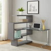 Writing Desk with 4 Swivel Etagere Shelf and Casters, Gray