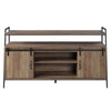TV Stand with 2 Sliding Barn Doors and Tubular Frame Oak Brown BM262160