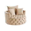 Swivel Accent Chair with Curved Design and Button Tufting, Beige
