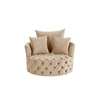 Swivel Accent Chair with Curved Design and Button Tufting Beige BM262172