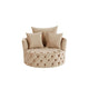 Swivel Accent Chair with Curved Design and Button Tufting Beige BM262172