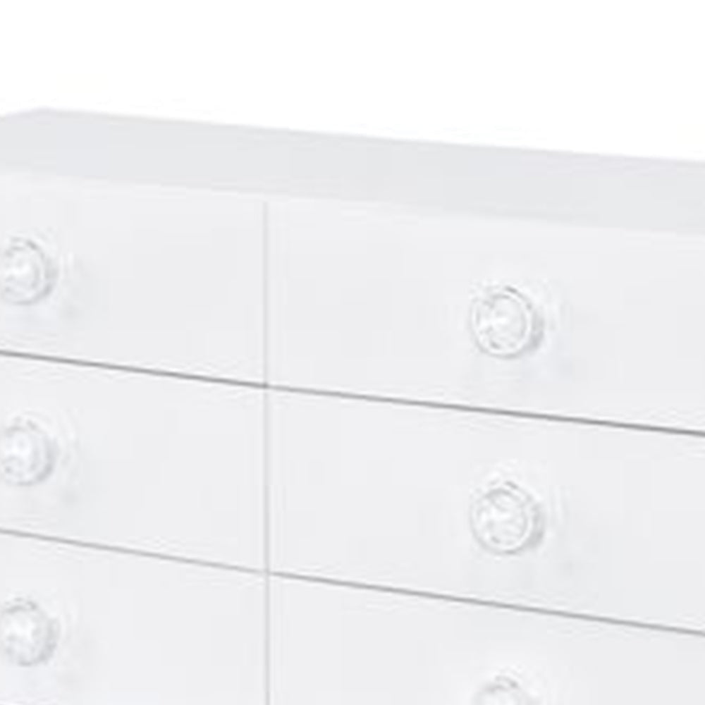 Dresser with 6 Drawers and Angled Metal Feet White By Casagear Home BM262175