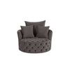 Swivel Accent Chair with Curved Design and Button Tufting Dark Gray