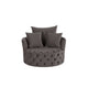 Swivel Accent Chair with Curved Design and Button Tufting Dark Gray