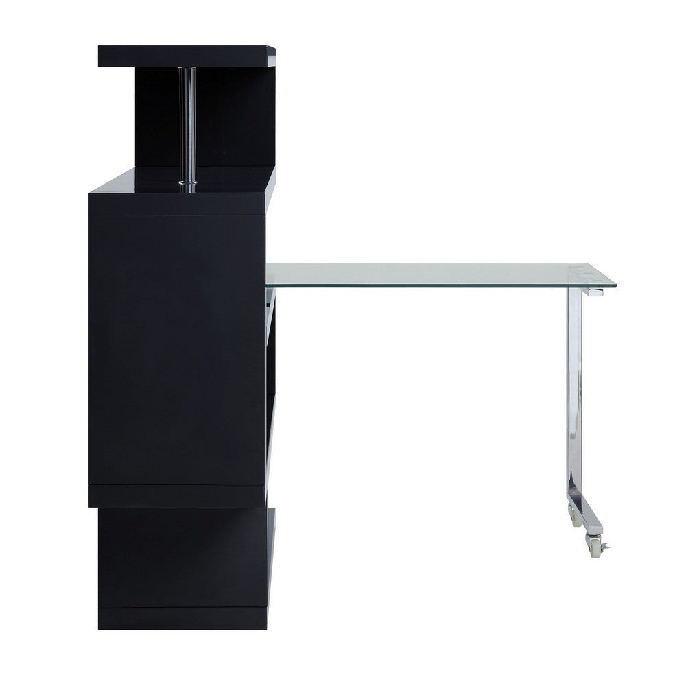 Writing Desk with 4 Swivel Etagere Shelf Brown BM262192