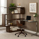 Writing Desk with 4 Swivel Etagere Shelf, Brown