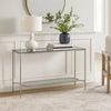 Laria Sofa Table | Textured Obround Shelf | Silver