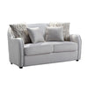 Loveseat with Rounded Back and Nailhead Trim, Offwhite