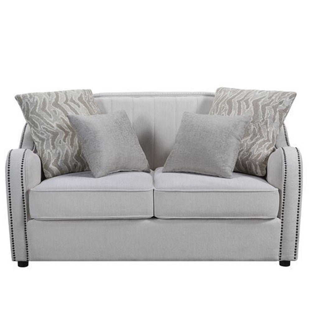 Loveseat with Rounded Back and Nailhead Trim Offwhite BM262216
