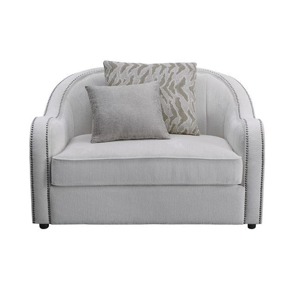 Chair with Rounded Back and Nailhead Trim Offwhite BM262217