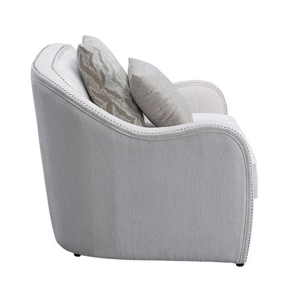 Chair with Rounded Back and Nailhead Trim Offwhite BM262217