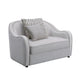 Chair with Rounded Back and Nailhead Trim, Offwhite