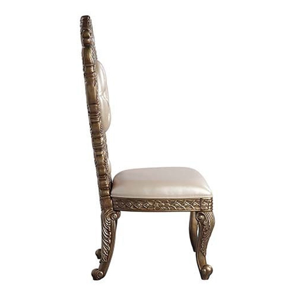 Side Chair with Intricate Carvings and Queen Anne Legs Set of 2 Brown BM262221