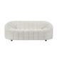 Sofa with Textured Fabric and Vertical Channel Tufting, White