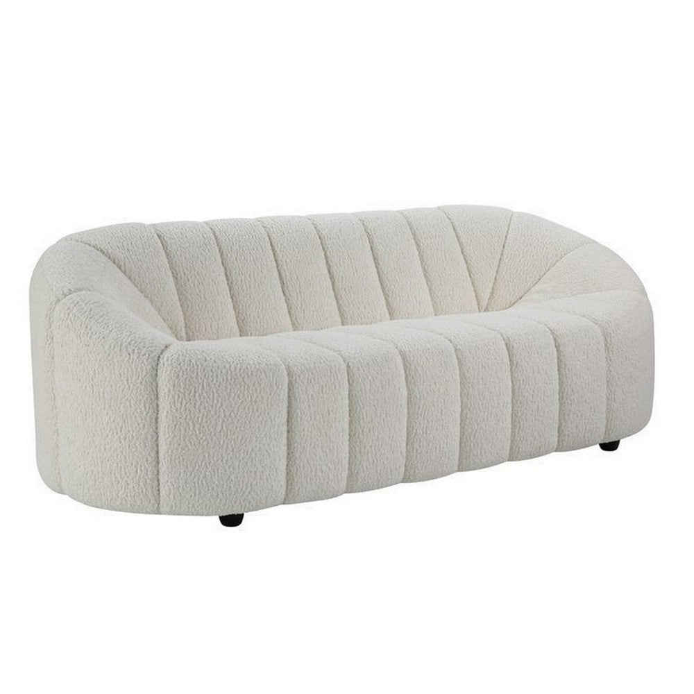 Sofa with Textured Fabric and Vertical Channel Tufting White BM262233