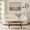 Sofa with Textured Fabric and Vertical Channel Tufting, White