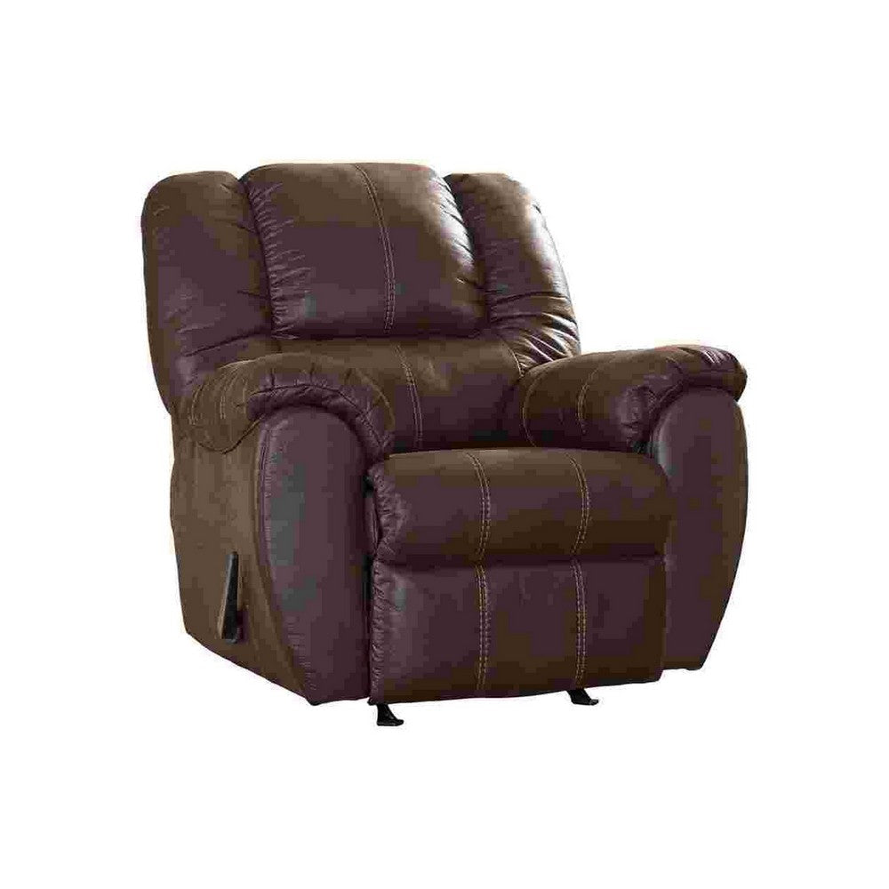 Dorian Rocker Recliner | Fabric Upholstery | Jumbo Stitch | Brown